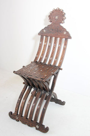 Moorish 19th Century Folding Chair Inlaid