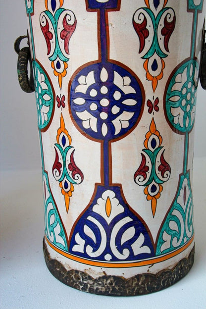 Handcrafted Moorish Ceramic Urns with Metal Handles, 20th Century