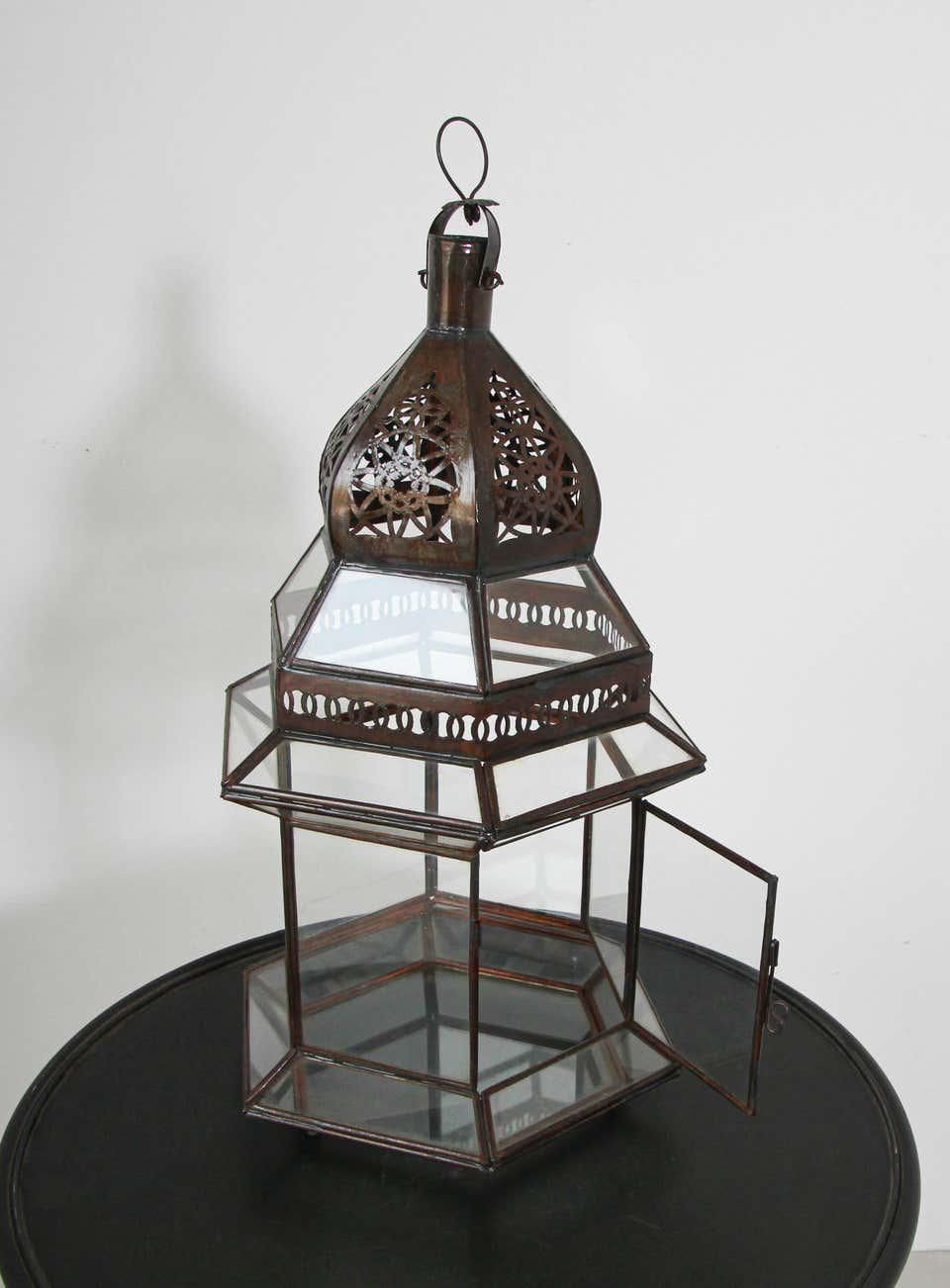 Handcrafted Large Moroccan Clear Glass Candle Lantern