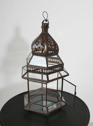 Handcrafted Large Moroccan Clear Glass Candle Lantern