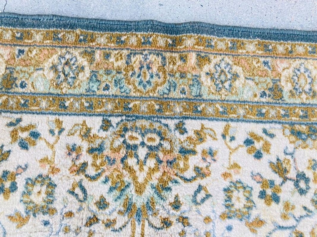 1950s Hand Knotted Green Runner from Turkey