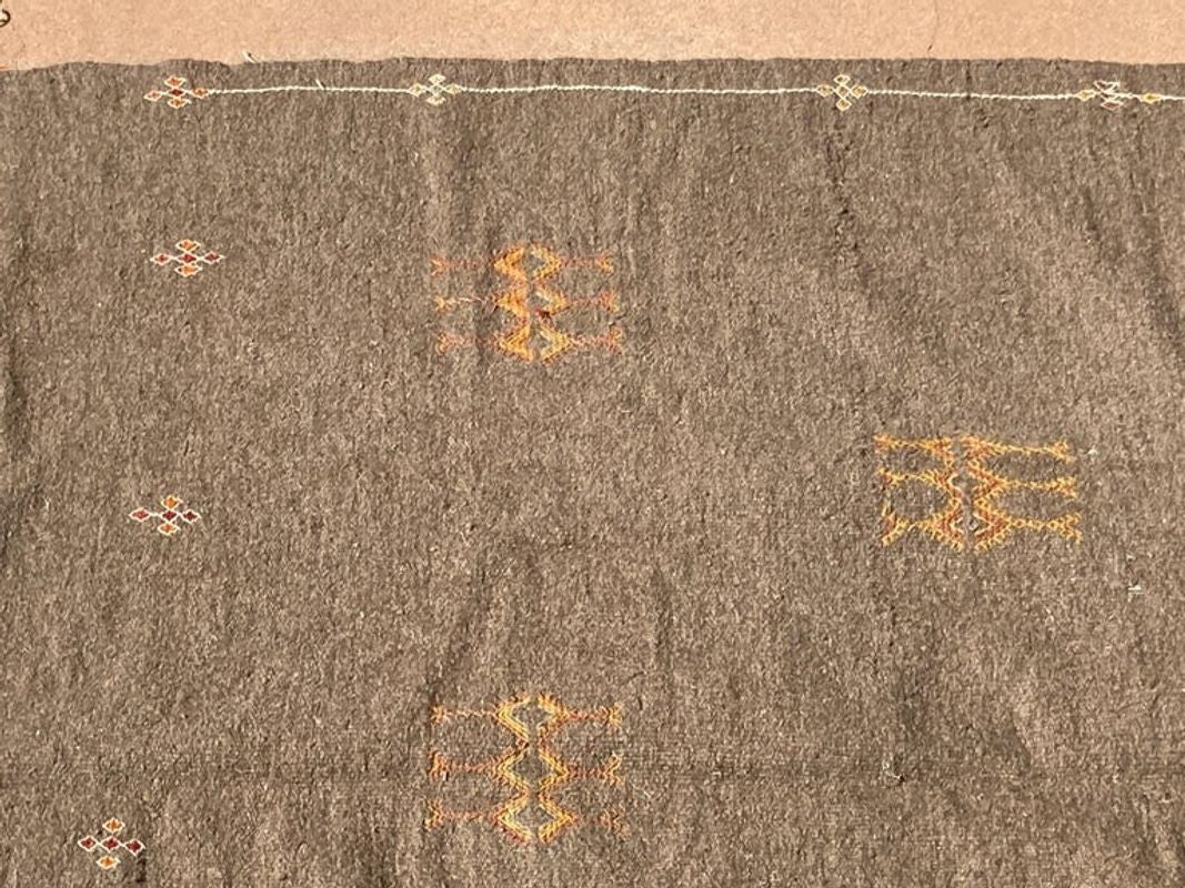 Moroccan Vintage Flat-Weave Brown Rug