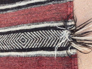 Moroccan Vintage Flat-Weave Black Camel Hair Tribal Rug