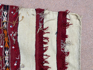 1960s Authentic Moroccan Vintage Tribal Kilim Handira Rug
