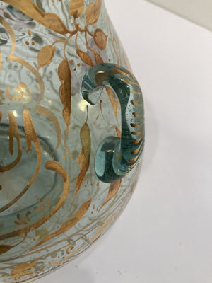 Handblown Mosque Glass Lamp in Mameluke Style Gilded with Arabic Calligraphy