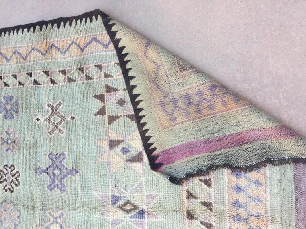 Vintage Moroccan Berber Rug, Handwoven Wool & Goat Hair, 1960
