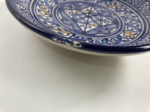 Moroccan Ceramic Blue Plate, Fez 1920's