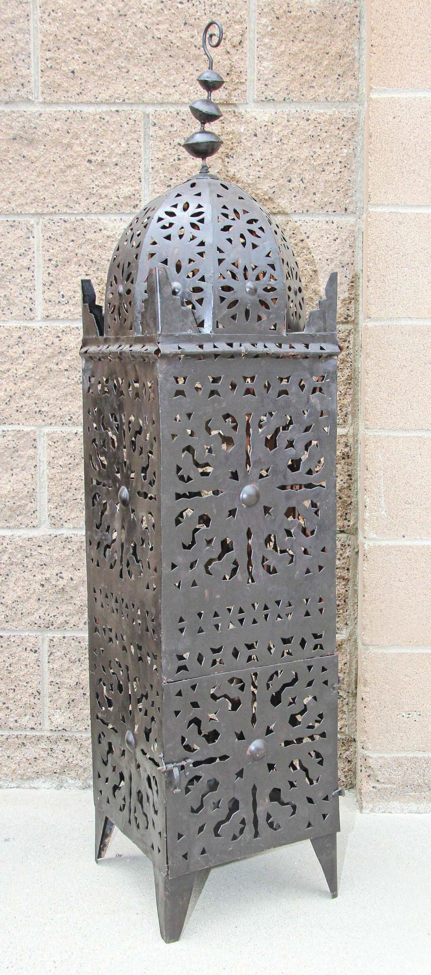 Large Outdoor Metal Moroccan Hurricane Candle Lantern