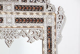 Large Antique Levantine Damascene Abalone Mother-of-Pearl and Bone Inlaid Mirror