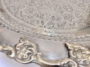 Moroccan Polished Round Footed Silvered Tray Table
