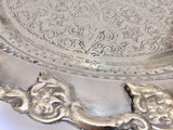 Moroccan Polished Round Footed Silvered Tray Table
