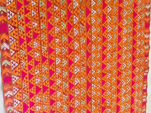 Phulkari Bawan Bagh Wedding Shawl, Silk Embroidery on Cotton, Punjab India