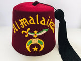 AL Malaikah Vintage Iconic Masonic Shriner Burgundy Wool Fez Hat in Original Box