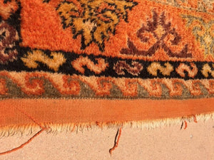 1960s Moroccan Vintage Orange Color Tribal African Pile Rug