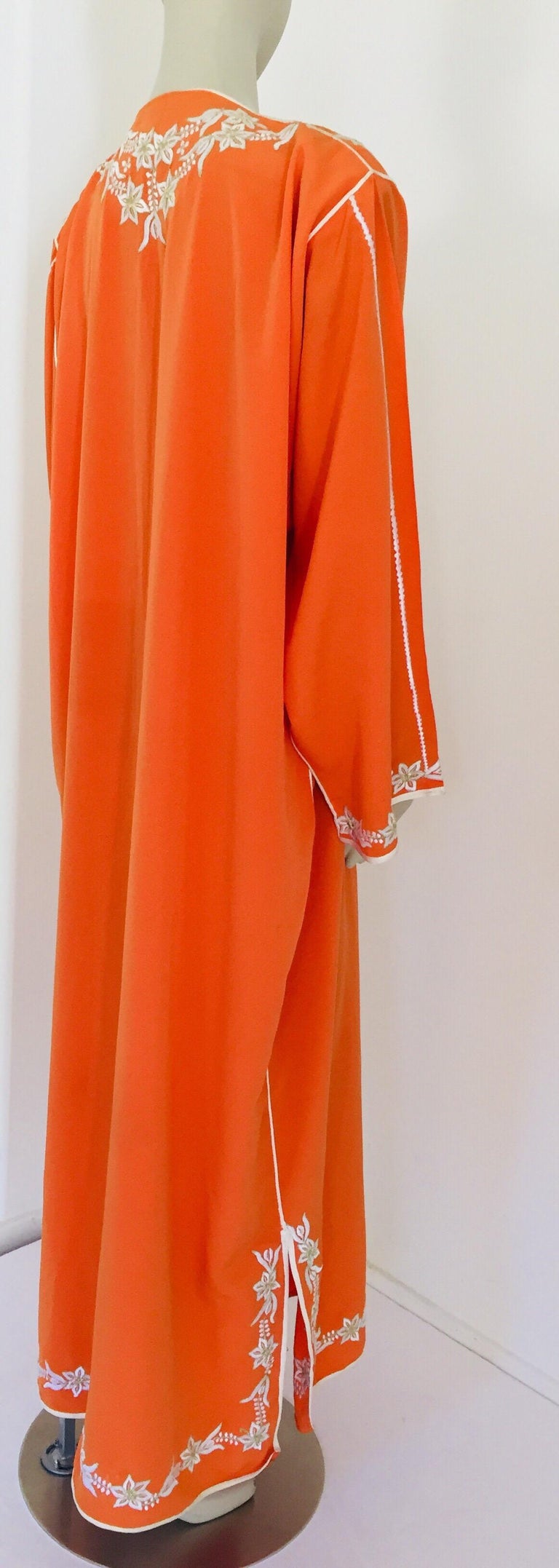 Moroccan Orange Kaftan Maxi Dress Caftan