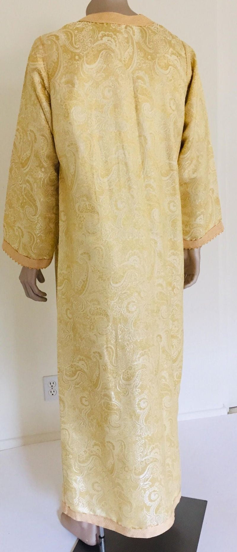 Moroccan Kaftan Gold and Silver Brocade 1970s Maxi Dress Caftan