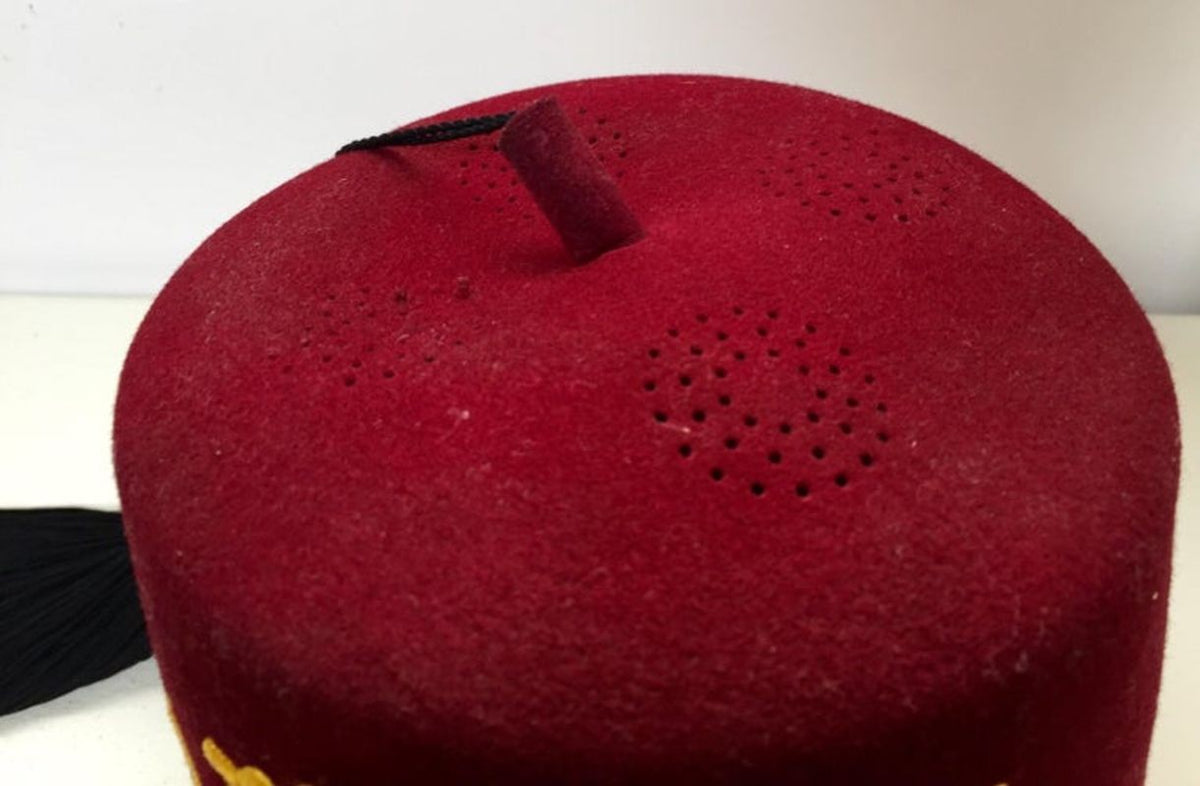 AL Malaikah Vintage Iconic Masonic Shriner Burgundy Wool Fez Hat