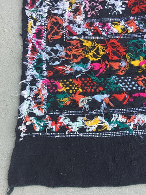 Moroccan Vintage North African Black Tribal Kilim Rug