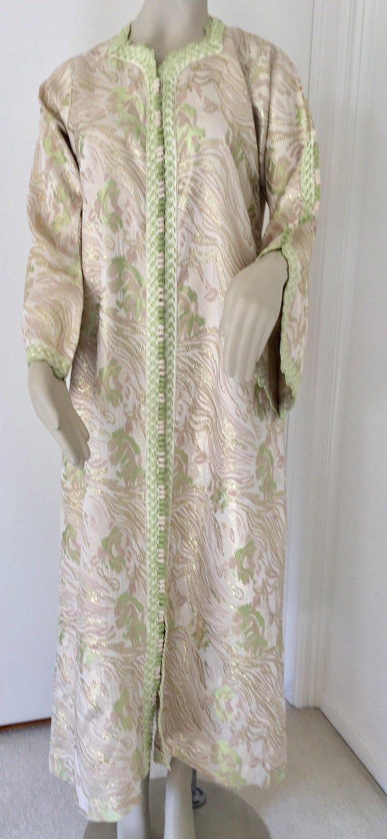 Moroccan Kaftan in Silver Metallic Floral Brocade
