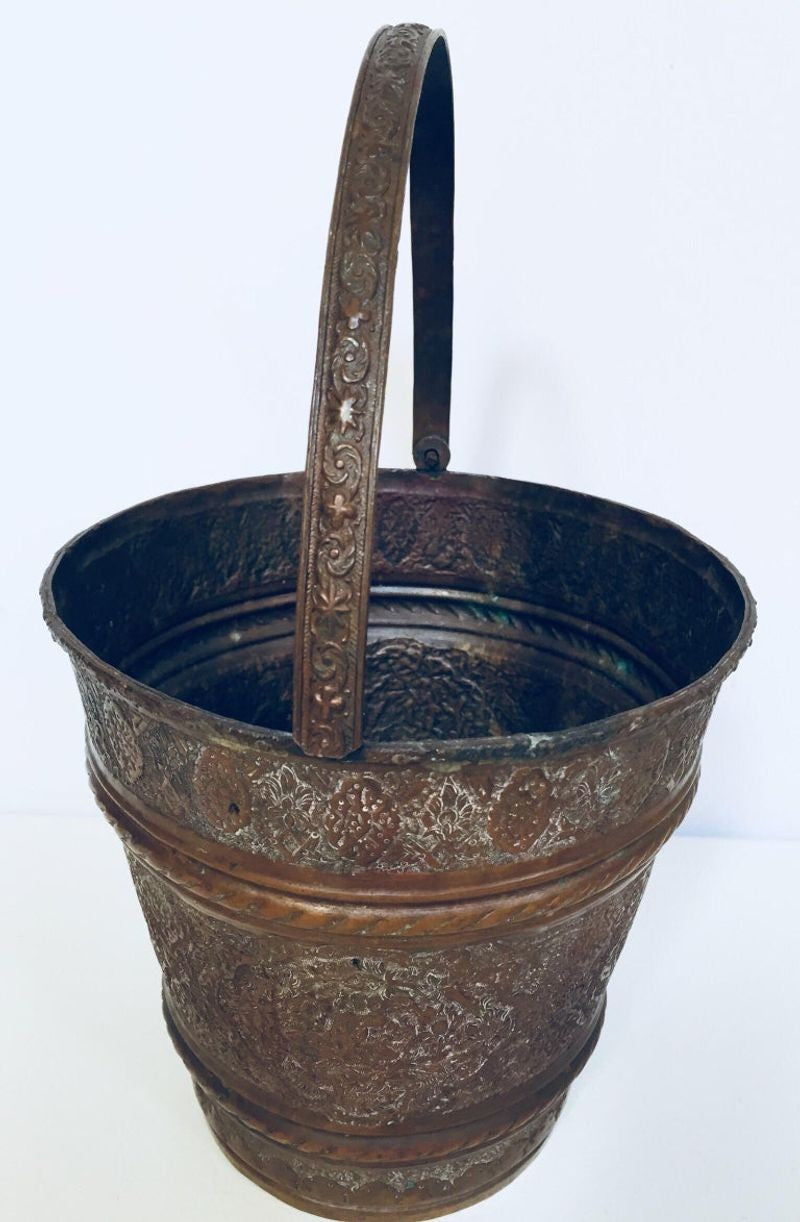 Moorish Mughal Metal Copper Vessel Bucket
