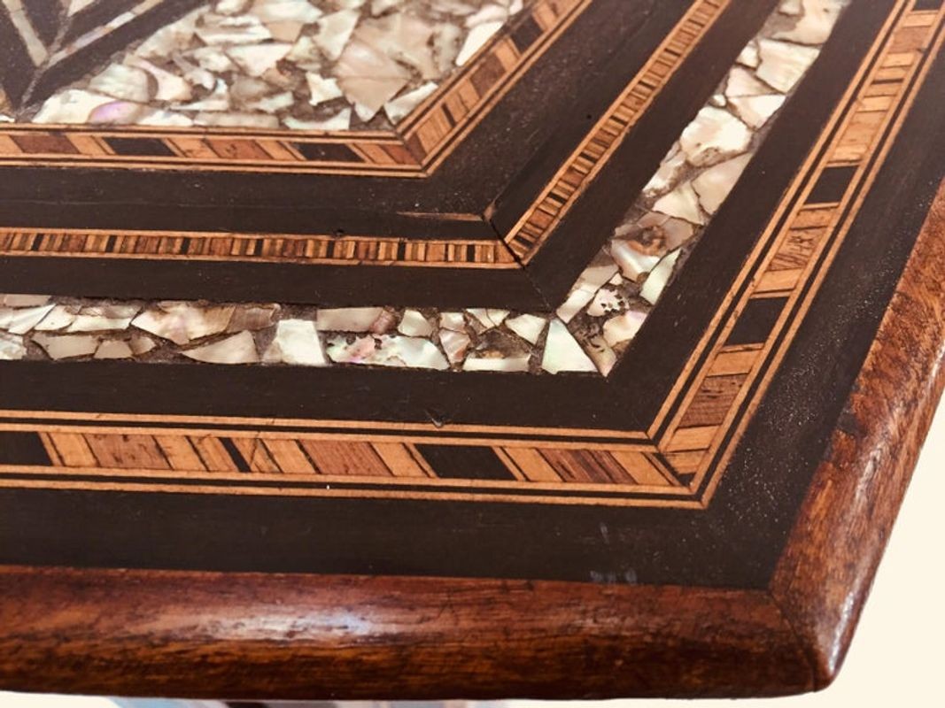 19th Century Hand-Carved Moorish Side Table from Turkey