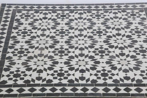 Moroccan Fez Mosaic Table in Black and White Tiles