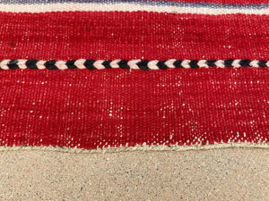 1960s Moroccan Vintage Flat-Weave Ethnic Textile Rug