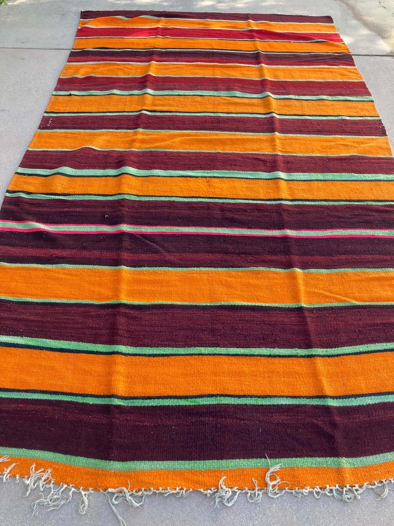 1960s Moroccan Vintage Flat-Weave Berber Rug