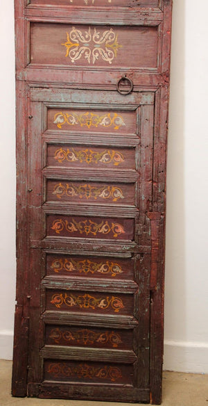 19th Century Moroccan Antique Double Door with Hand Painted Moorish Designs