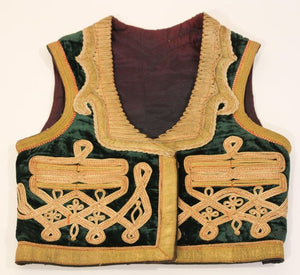 Antique Ottoman Emerald Green and Gold Thread Embroidered Vest