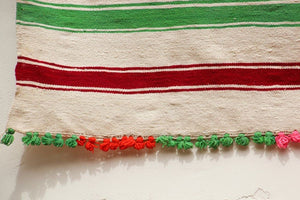 Vintage 1960s Moroccan Flat-Weave Rug, Ethnic Textile Handira