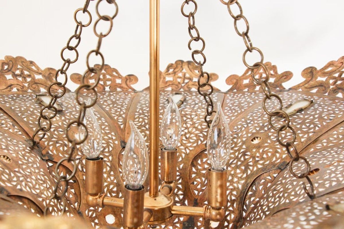 Moroccan Moorish Brass Pasha Chandelier
