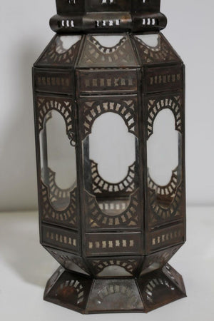 Moroccan Metal and Clear Glass Candle Lantern