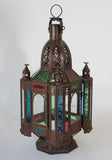 Moroccan Moorish Tole and Glass Candle Lantern