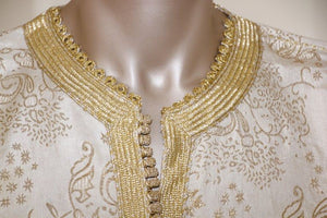 Moroccan Vintage Kaftan Gentleman Silver and Gold Caftan, circa 1970