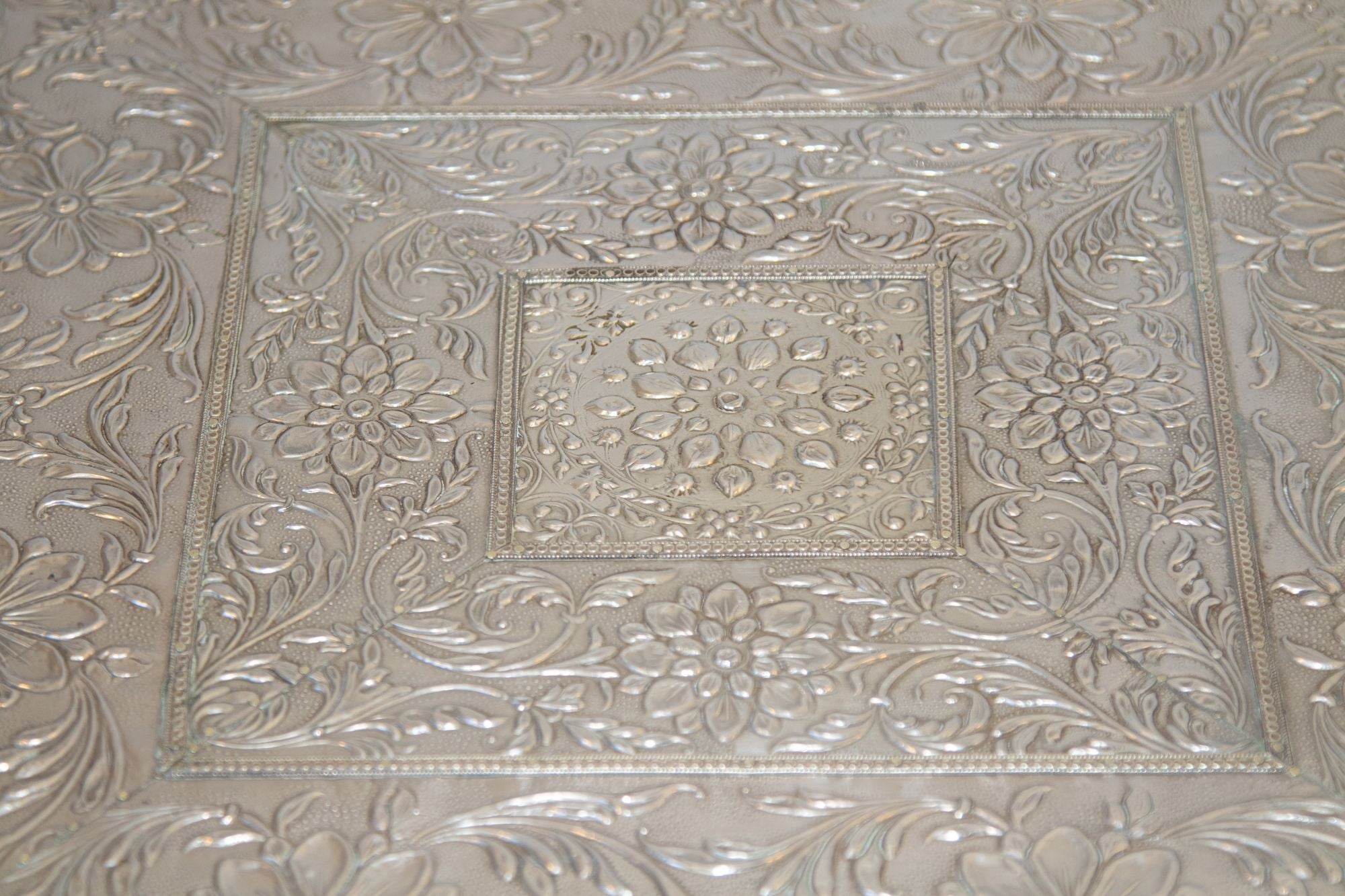 1950 Anglo-Indian Silver Wrapped Clad Side Low Table