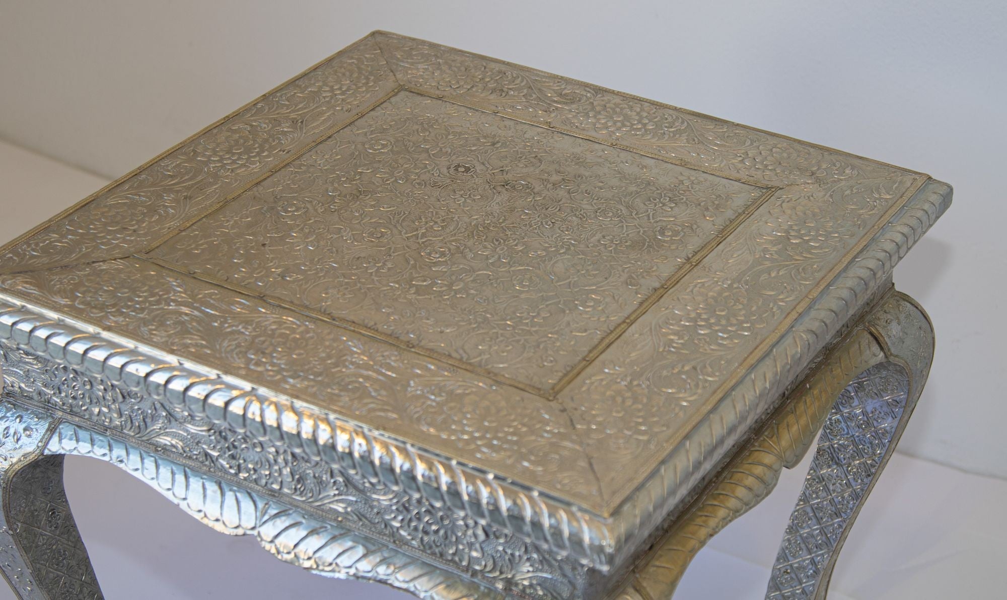 Vintage Anglo-Indian Silver Clad Side Low Table