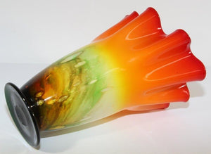 Murano Orange Footed Vase Freeform Handkerchief Art Glass