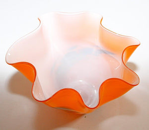 Murano Art Glass Venetian Fulvio Bianconi Vase Orange Freeform Handkerchief