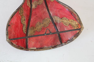 Tribal Art African Parchment Wall Sconce Red