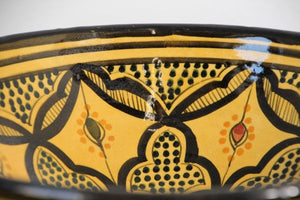 Vintage Moroccan Handcrafted Ceramic Yellow Bowl