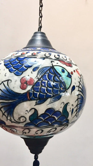 Turkish Kutahya Pottery Polychrome Hand Painted Ceramic Hanging Ornament