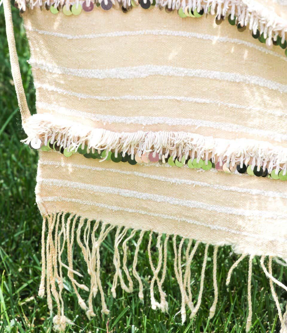 Vintage Tribal Moroccan Handcrafted Wedding Sequined Blanket Throw