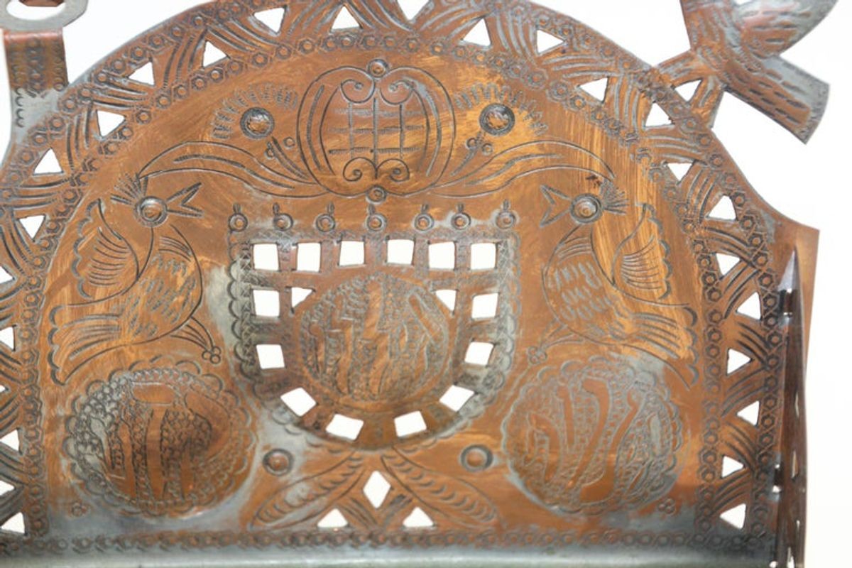 Moroccan Copper Hanukkah Lamp Judaica Menorah