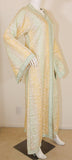 Vintage Moroccan Kaftan, Gold and Sage Damask Embroidered, ca. 1970s