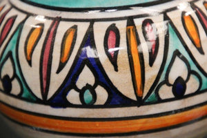 Moroccan Hand Painted Vintage Ceramic Astray from Fez