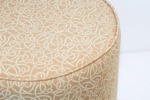 Post Moroccan Art Deco Style Pouf Upholstered in Gold Fabric