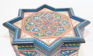 Hand Painted Blue Moroccan Side Table Moorish Style