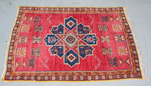 1960s Moroccan Vintage Hand-Woven Berber Rug