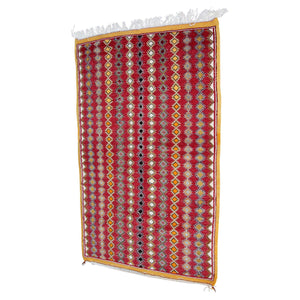 1980s Vintage Moroccan Boujad Hand-Woven Tribal Rug